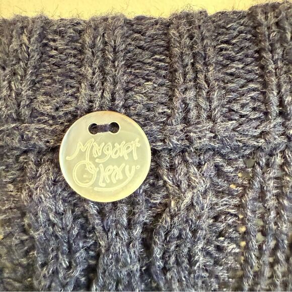 Margaret O'Leary Navy Blue Cable Knit with Side Zips Crewneck Sweater Size XS - Picture 5 of 6